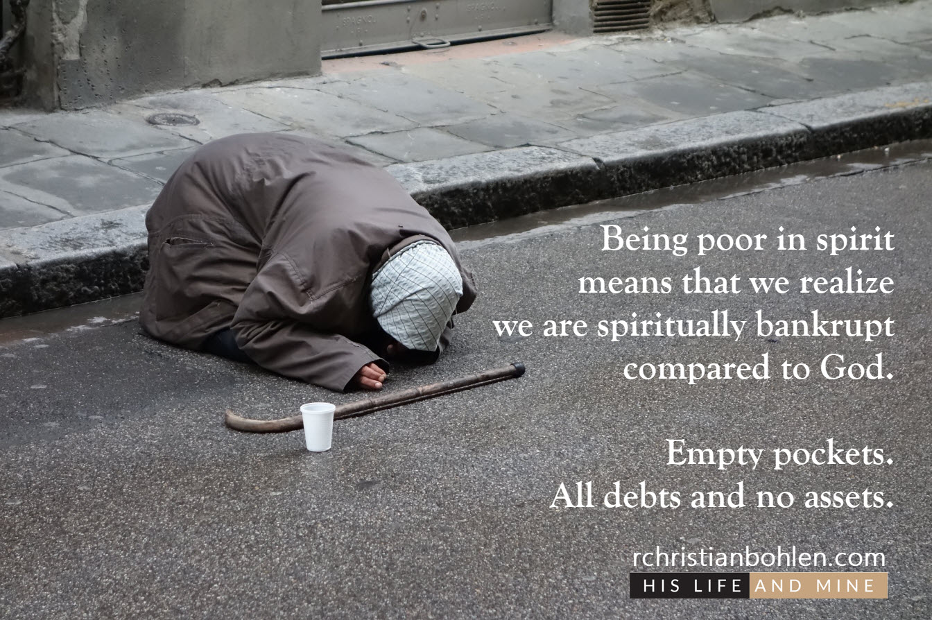 Beggar bent to the ground - poor in spirit - beatitudes