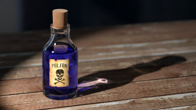 Bottle of poison, which represents sin