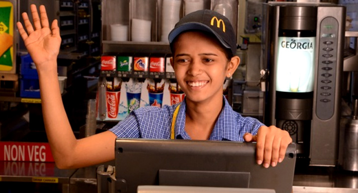 Smiling McDonald's employee