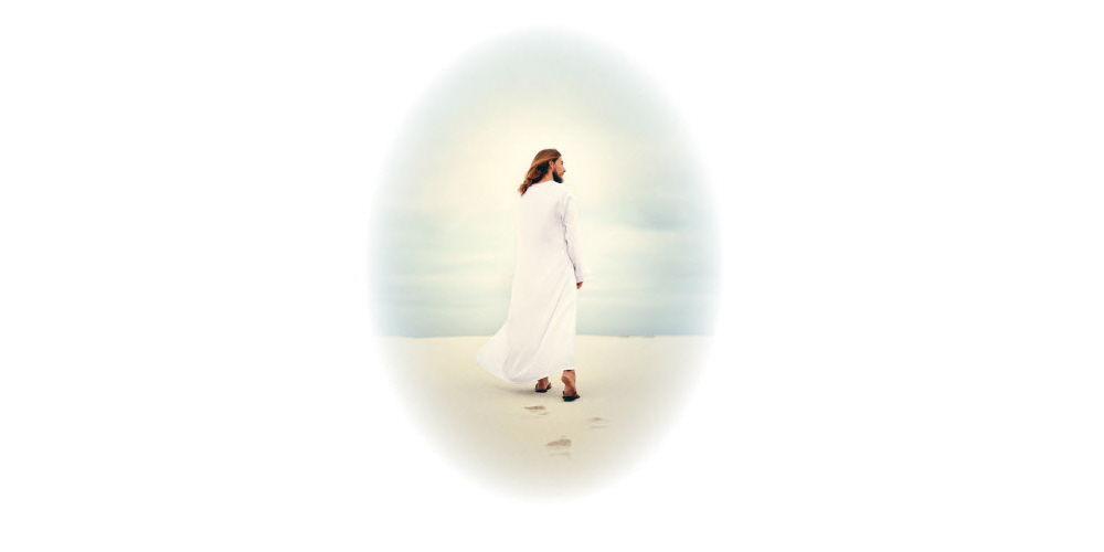 Jesus walking on sand